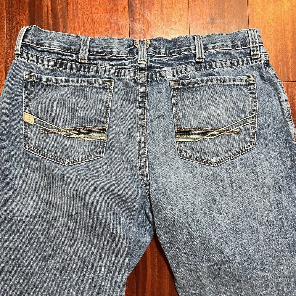 Ariat FR M4 Low Rise Boot Cut Jeans Mens 38x30 Blue Light Wash Workwear Cowboy